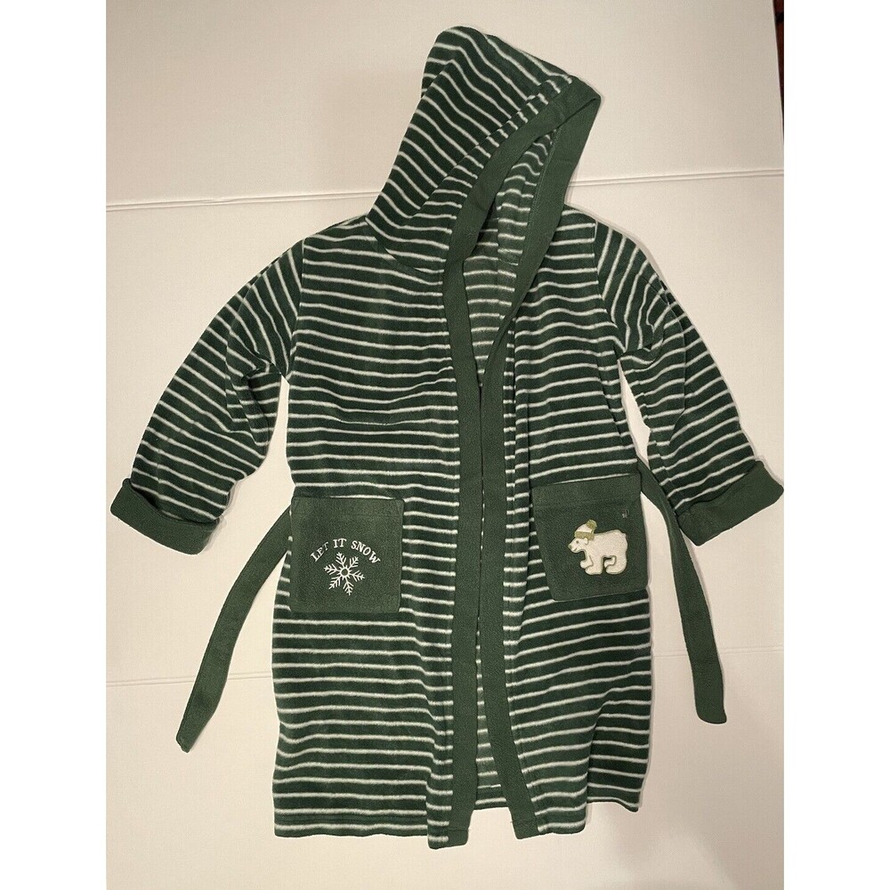 The Children’s Place Boys‎ Green And White Striped Robe Size M